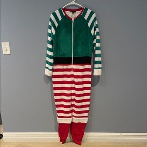 DEREK HEART Festive Striped Onesie